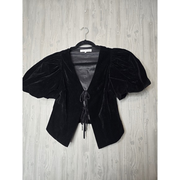 Sofie the label Black Carmine Velvet Blouse Cropped Jacket Top Women's S - Picture 2 of 7